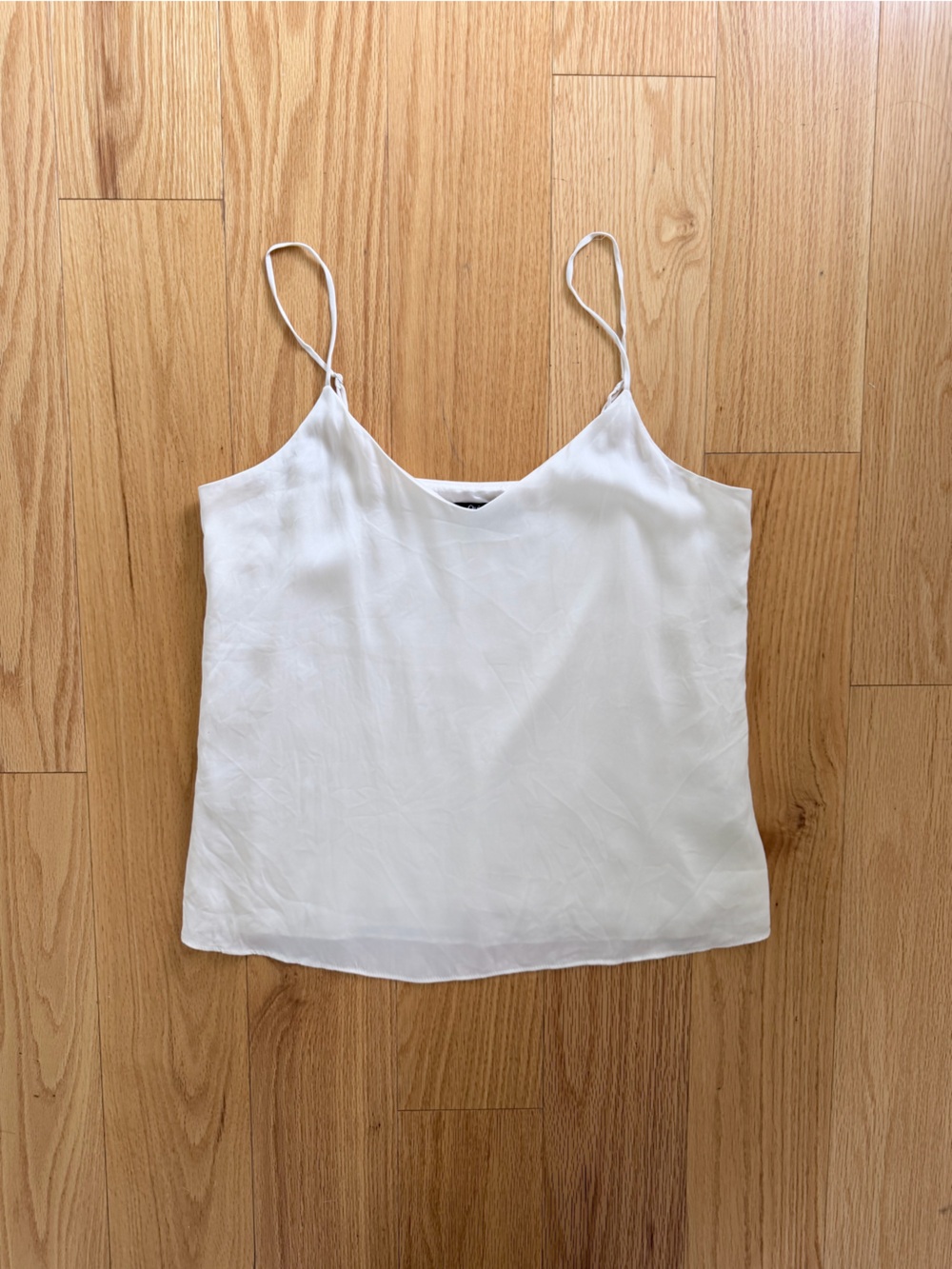 Quince Washable Stretch Silk V-Neck Cami Ivory White Size M Adjustable Straps